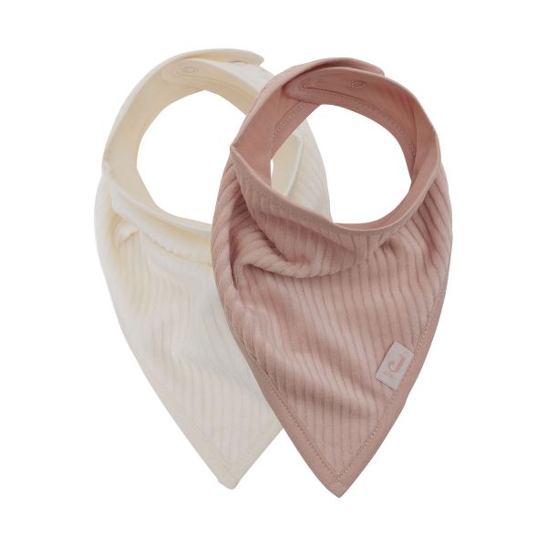 Jollein Slab Bandana - 2 Pack - Velvet Rib - Wild Rose / Ivory Jollein Slab Bandana - 2 Pack - Velvet Rib - Wild Rose / Ivory