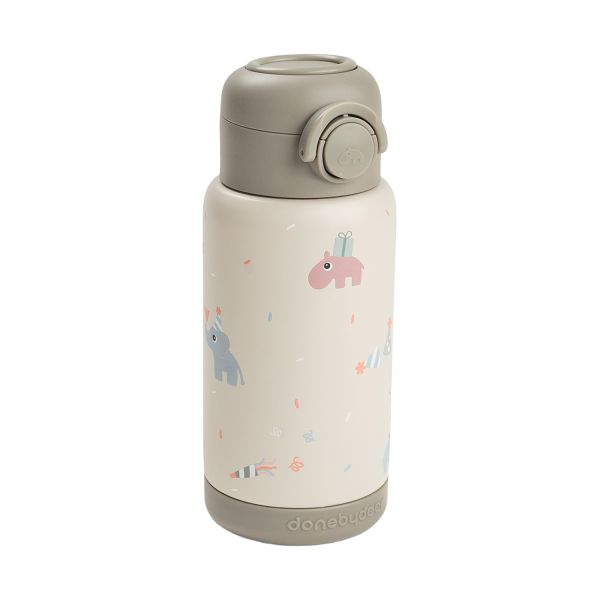Done By Deer Thermos Drinkfles Rietje - 340 ml - Celebration - Sand Done By Deer Thermos Drinkfles Rietje - 340 ml - Celebration - Sand