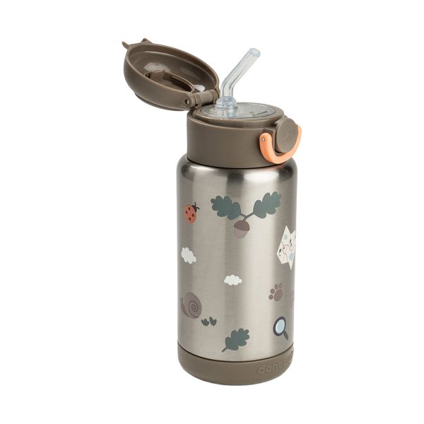 Done By Deer Thermos Drinkfles Rietje - 340 ml - Tiny Trails - Sand Done By Deer Thermos Drinkfles Rietje - 340 ml - Tiny Trails - Sand