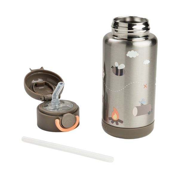 Done By Deer Thermos Drinkfles Rietje - 340 ml - Tiny Trails - Sand Done By Deer Thermos Drinkfles Rietje - 340 ml - Tiny Trails - Sand