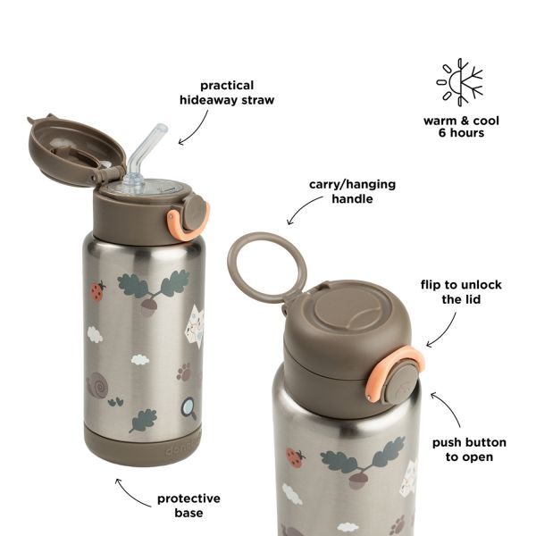Done By Deer Thermos Drinkfles Rietje - 340 ml - Tiny Trails - Sand Done By Deer Thermos Drinkfles Rietje - 340 ml - Tiny Trails - Sand