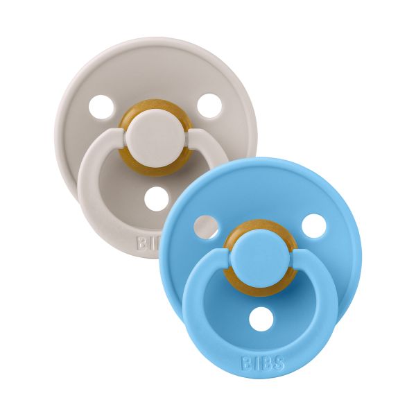 BiBs Colour Fopspenen - Rond - 2 Stuks - 0-6 Mnd - Mushroom/Breeze