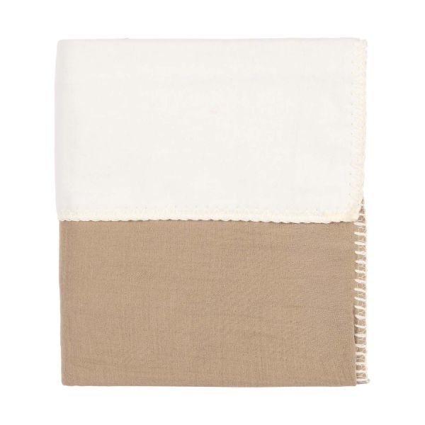 Koeka Faro Ledikantdeken - 100 x 150 cm - Katoen/Fleece/Wafel - Caffe 