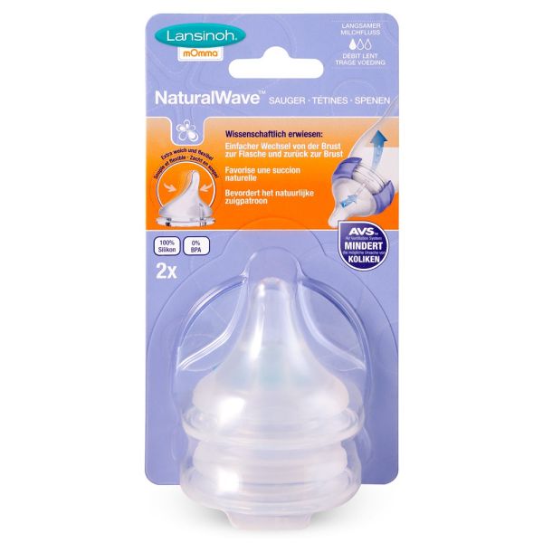 Lansinoh Flesspeen Natural Slow (2 stuks) Lansinoh Flesspeen Natural Slow (2 stuks)