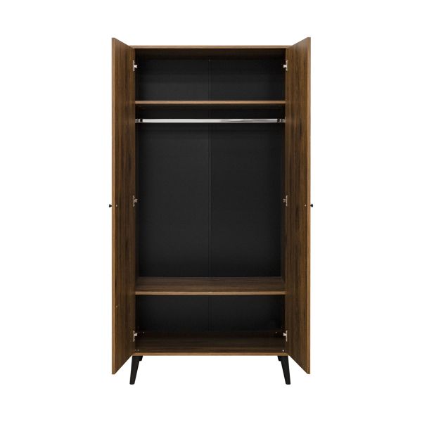 Bopita Zara 2-Deurskast - Walnoot/Zwart Bopita Zara 2-Deurskast - Walnoot/Zwart