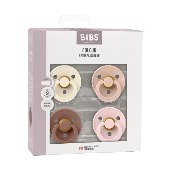 BiBs Colour Fopspeen - Rond - 4 Stuks - 6-18 Mnd - Ivory/Blush/Woodchuck/Blossom BiBs Colour Fopspeen - Rond - 4 Stuks - 6-18 Mnd - Ivory/Blush/Woodchuck/Blossom