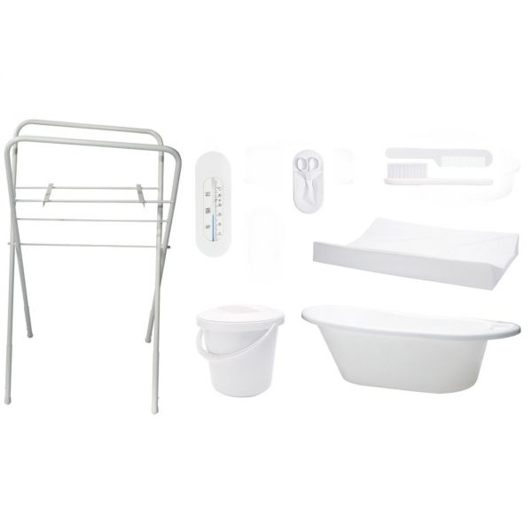 Bébé Basics Badset Uni Wit Inclusief Badstandaard Wit Bébé Basics Badset Uni Wit Inclusief Badstandaard Wit