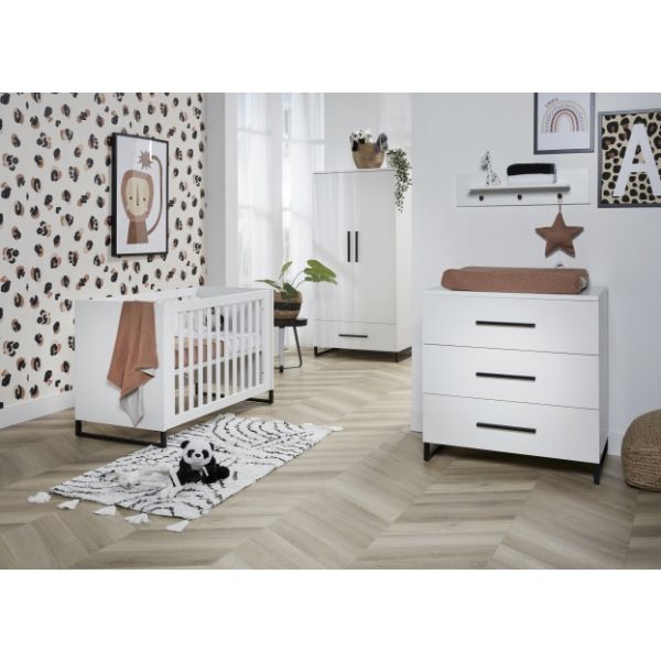 TWF Ledikant 60 x 120 - Commode 3 Laden - Hanglegkast 2 Deuren/1 Lade Torino