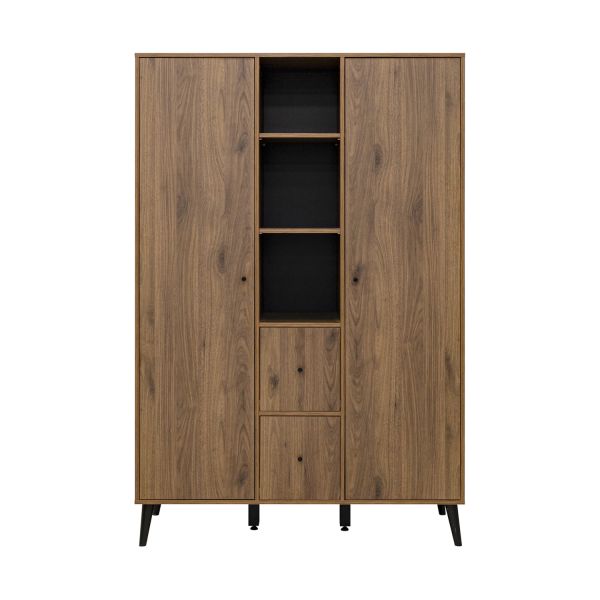 Bopita Zara 2-Deurskast XL - Walnoot/Mat Zwart