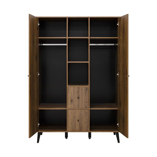 Bopita Zara 2-Deurskast XL - Walnoot/Mat Zwart