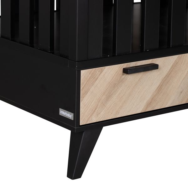 Interbaby Lancaster Park Met Lade - Zwart/Visgraatmotief