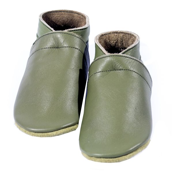 Baby Dutch Slofjes Effen Olijf  3-6 mnd