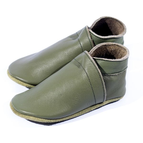 Baby Dutch Slofjes Effen Olijf  3-6 mnd