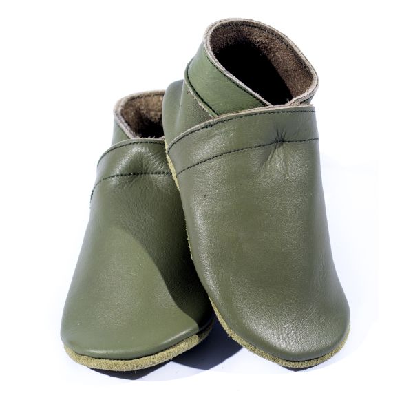 Baby Dutch Slofjes Effen Olijf  3-6 mnd