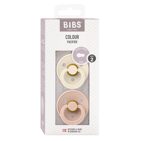 BiBs Fopspeen - Rond - 2 Stuks - 6-18 Mnd - Ivory/Blush