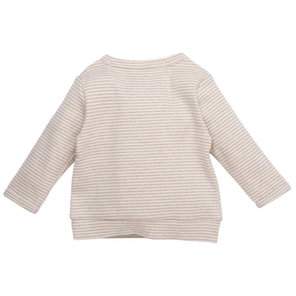 BESS T-Shirt Overslag Pinstripe Sand maat 44