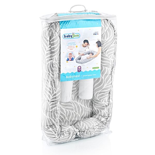 Babyjem Babynest Grijs/Bladeren Patroon Babyjem Babynest Grijs/Bladeren Patroon