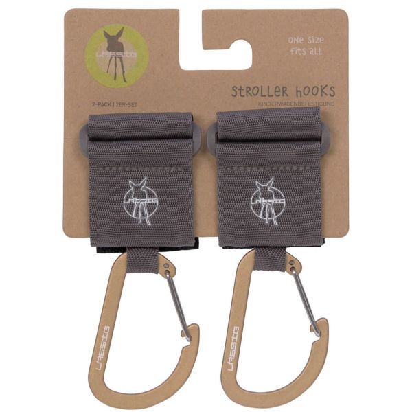 Lässig Stroller Hooks Met Karabijnhaak Antrhraciet 2-Pack