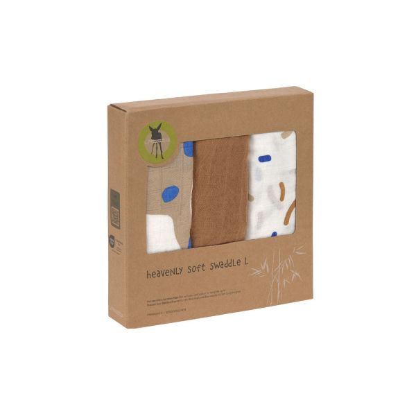 Lässig Heavenly Soft Swaddle L Little Mateys Royal Blue 80 x 80 cm 3-Pack