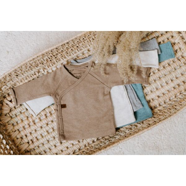 Baby's Only Trui Met Overslag Melange Clay Baby's Only Trui Met Overslag Melange Clay