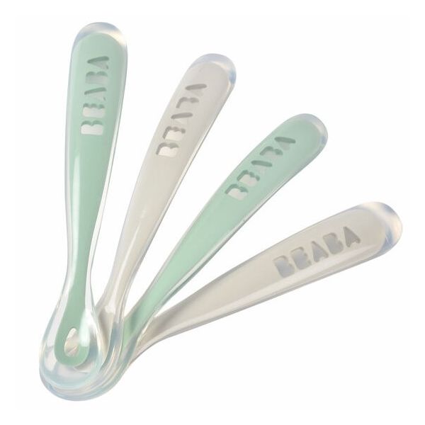 Béaba Lepel Set Siliconen Velvet Grey/Sage Green 4+ Maanden (4 Stuks)