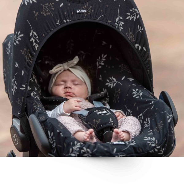 Dooky Seat Cover - 0mnd+ - Romantic Leaves Black