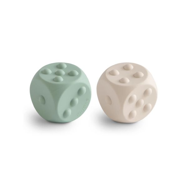 Mushie Dobbelsteen Siliconen Cambridge Blue/Shifting Sands (2 stuks) Mushie Dobbelsteen Siliconen Cambridge Blue/Shifting Sands (2 stuks)