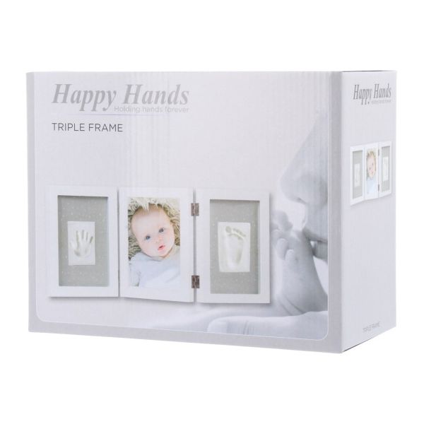 Happy Hands Baby Print Triple Frame Kit White
