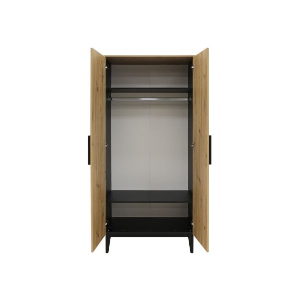 ToiToiKids Hanglegkast 2 Deurs Xem Mat Zwart/Eiken ToiToiKids Hanglegkast 2 Deurs Xem Mat Zwart/Eiken