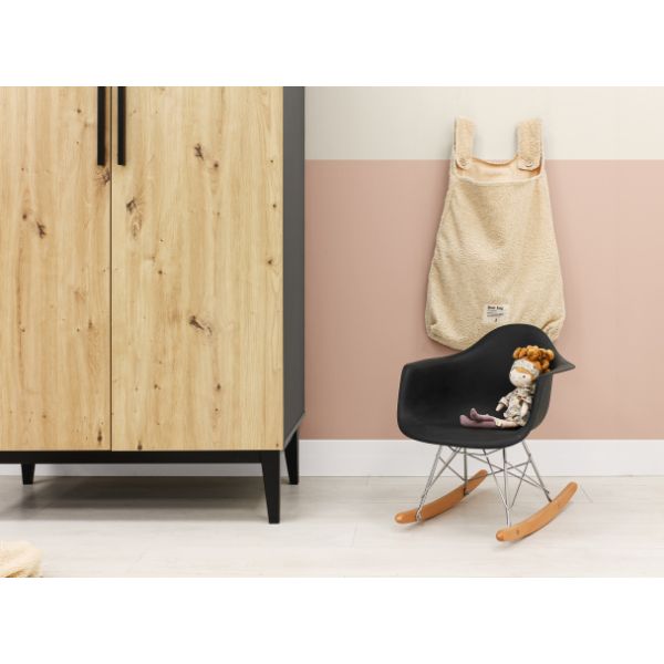 ToiToiKids Hanglegkast 2 Deurs Xem Mat Zwart/Eiken ToiToiKids Hanglegkast 2 Deurs Xem Mat Zwart/Eiken