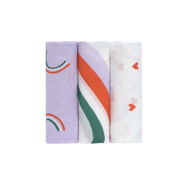 Lässig Swaddle Heavenly Soft Happy Rascals Lavender 80 x 80 cm 3-Pack
