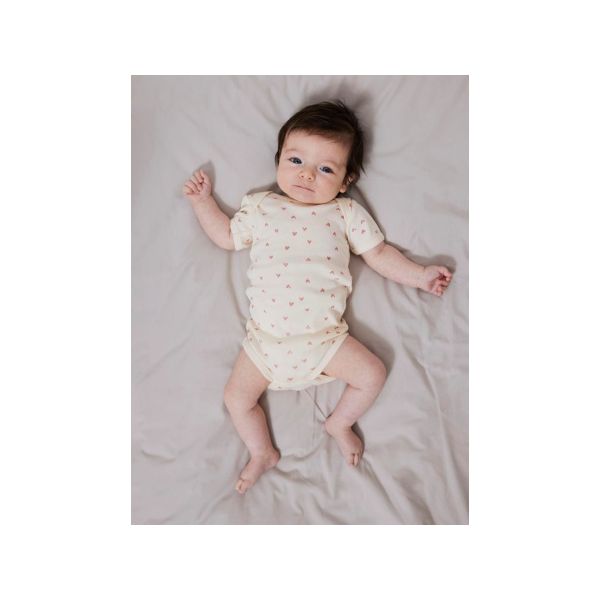 Name It Romper Korte Mouw Hearts 2-Pack Buttercream 62 Name It Romper Korte Mouw Hearts 2-Pack Buttercream 62