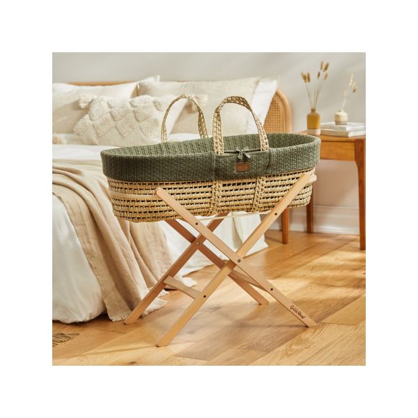 The Little Green Sheep Moses Mandje En Matras Organic Knitted Juniper