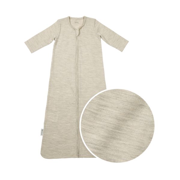 Meyco Baby Slaapzak met Vaste Mouw - Studio - Merinowol - Sand Melange - 90 cm
