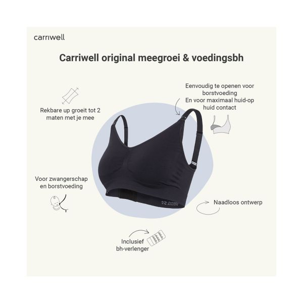 Carriwell Voedingsbh - Original - Zwart - S/M Carriwell Voedingsbh - Original - Zwart - S/M