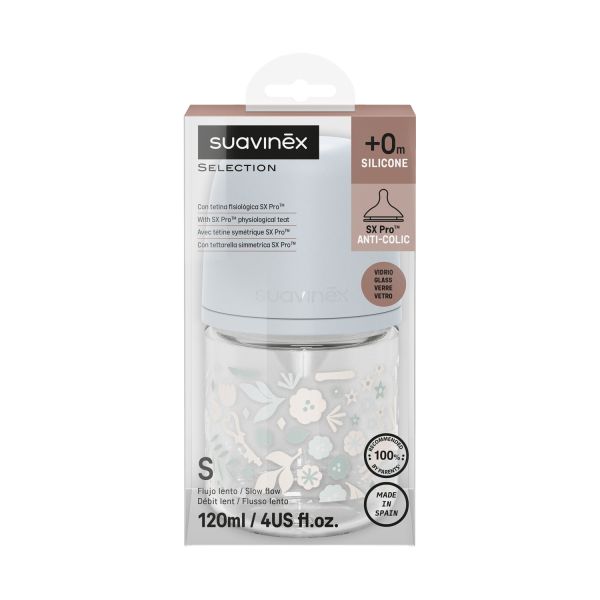 Suavinex Wonderland SX Pro Fles Glas - Slow Flow - 120ml - Blauw