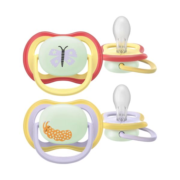 Philips Avent Ultra Air Fopspeen - 0-6 Mnd - 2 Stuks - Plant-based - Glow In The Dark Philips Avent Ultra Air Fopspeen - 0-6 Mnd - 2 Stuks - Plant-based - Glow In The Dark