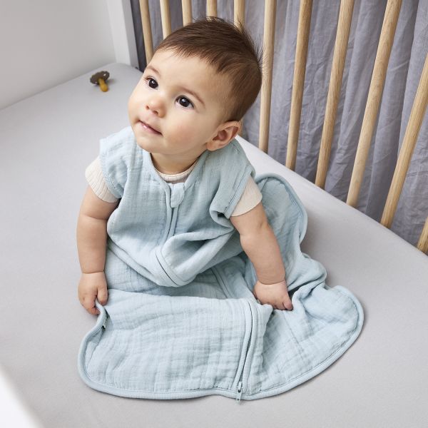 Meyco Baby Uni Zomerslaapzak - 60 cm - Pre-Washed tetra - Grey Blue Meyco Baby Uni Zomerslaapzak - 60 cm - Pre-Washed tetra - Grey Blue