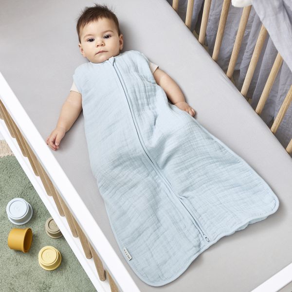 Meyco Baby Uni Zomerslaapzak - 60 cm - Pre-Washed tetra - Grey Blue Meyco Baby Uni Zomerslaapzak - 60 cm - Pre-Washed tetra - Grey Blue