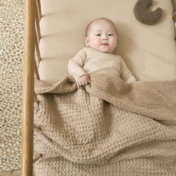 Meyco Baby Wiegdeken Wafel Teddy Taupe 75 x 100 cm