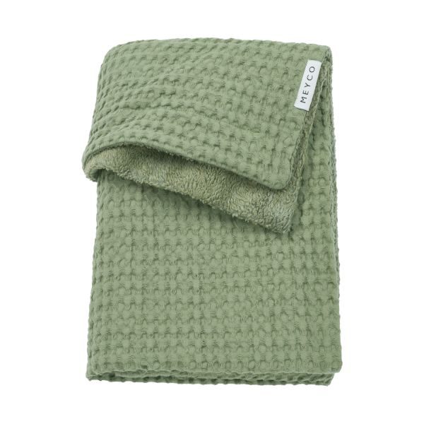 Meyco Baby Ledikantdeken Wafel Teddy Olive Green 100 x 150 cm