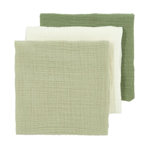 Meyco Baby Uni Tetra Doeken - 3 Stuks - Pre-Washed Tetra - 70 x 70 cm - Naturel/Soft Olive/Olive Green Meyco Baby Uni Tetra Doeken - 3 Stuks - Pre-Washed Tetra - 70 x 70 cm - Naturel/Soft Olive/Olive Green