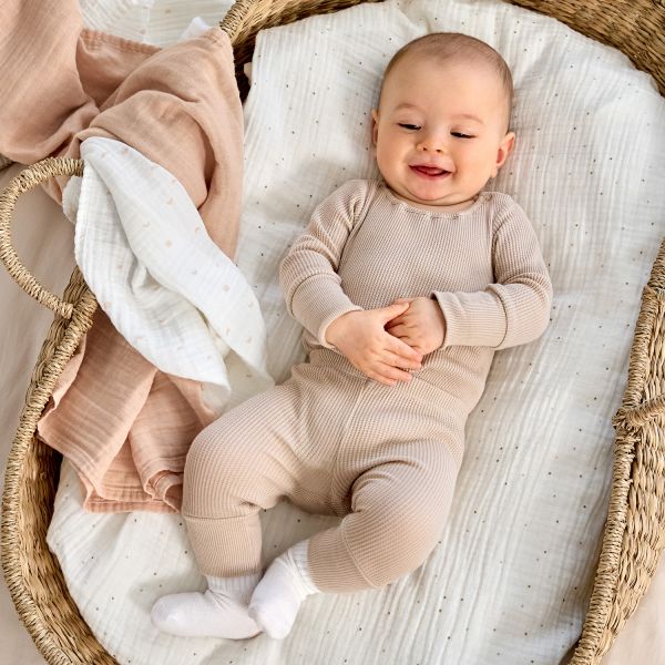 Lässig Swaddle & Burp L Multidoek - GOTS - 3pcs - 85 x 85 cm - Moon Peach