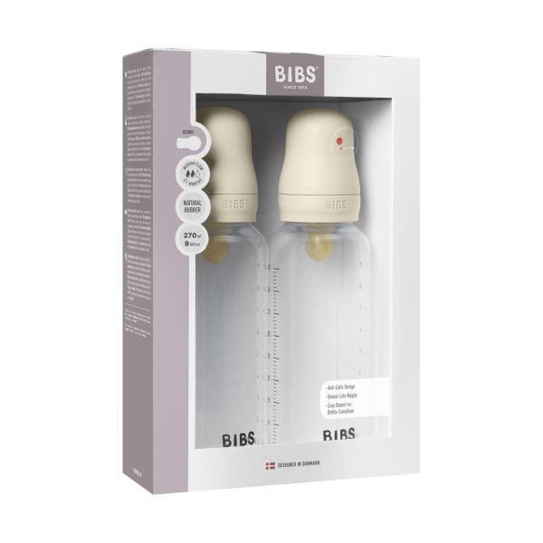 BIBS Fles - Medium Flow - 2 Stuks - 270 ml - Latex - Ivory BIBS Fles - Medium Flow - 2 Stuks - 270 ml - Latex - Ivory
