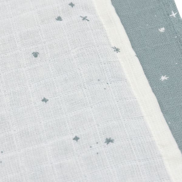 Jollein Twinkling Small Multidoek - 3 Pack - 70 x 70 cm - Hydrofiel - Sea Green