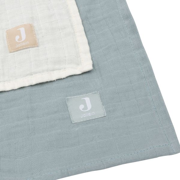 Jollein Tetra Doek Large - 2 Stuks - 115 x 115 cm - Sea Green/Ivory Jollein Tetra Doek Large - 2 Stuks - 115 x 115 cm - Sea Green/Ivory