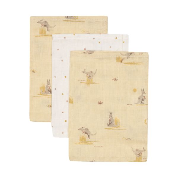 Jollein Tetra Washandjes - 3 Stuks - Kangaroots