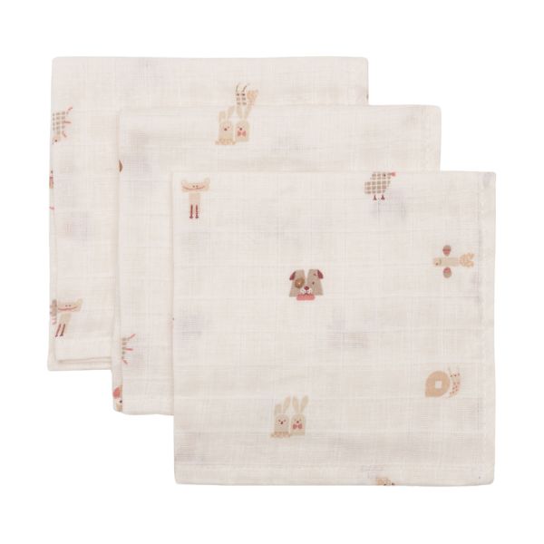 Jollein Hydrofiel Monddoekje - Animal Friends - 31x31 cm - 3 Stuks Jollein Hydrofiel Monddoekje - Animal Friends - 31x31 cm - 3 Stuks