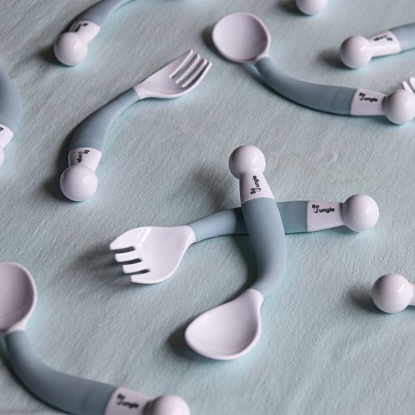 Bo Jungle B- Bendable Spoon And Fork Pastel Blauw Bo Jungle B- Bendable Spoon And Fork Pastel Blauw