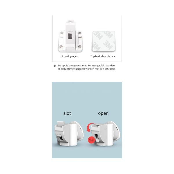Jippie's Magneetslot Zelfklevend - 2 Stuks + 1 Sleutel Jippie's Magneetslot Zelfklevend - 2 Stuks + 1 Sleutel